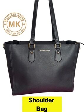 MICHAEL KORS 🖤 Black Pebbled Leather Shoulder Tote, Laptop Bag (11x14)